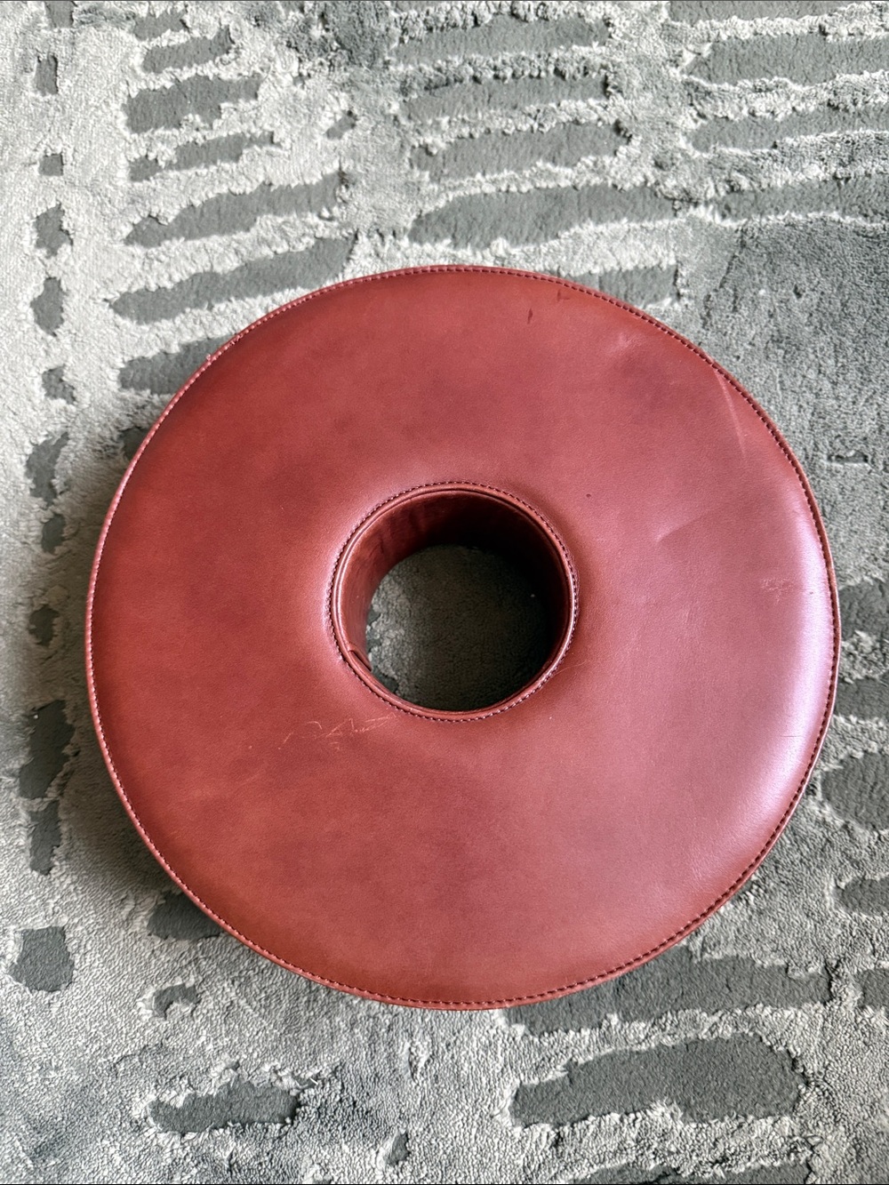 Vintage Round Donut/ Bravelet Strapless Leather Cushion - Brown